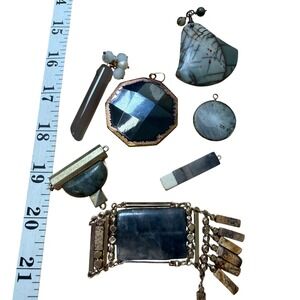 Boho Earthy Natural Stone Agate Jasper Pendant Charm Bundle Lot of 7 Unbranded
